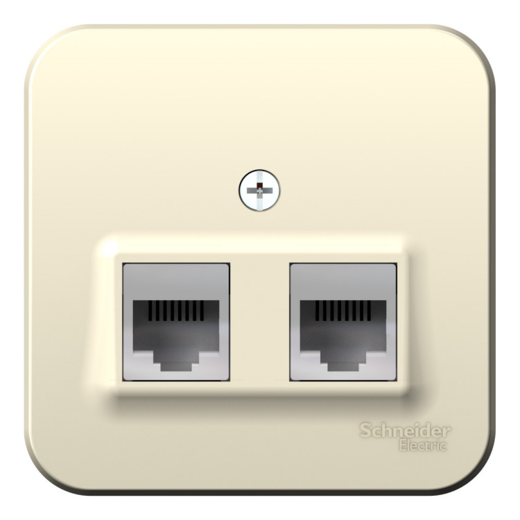 Розетка телефонная компьютерная RJ11+RJ45 Schneider Electric BLANCA, открытый монтаж, молочный, BLNIA045112