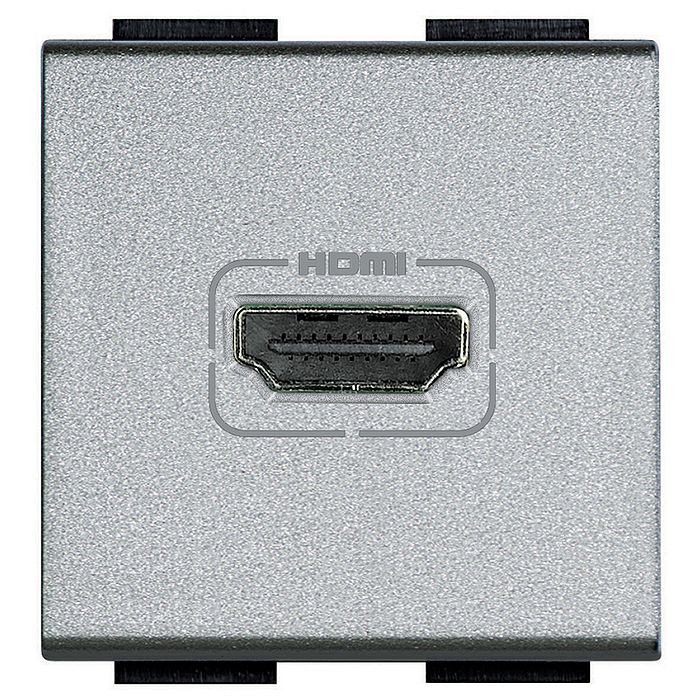 Розетка HDMI BTicino LIVING LIGHT, скрытый монтаж, алюминий, NT4284