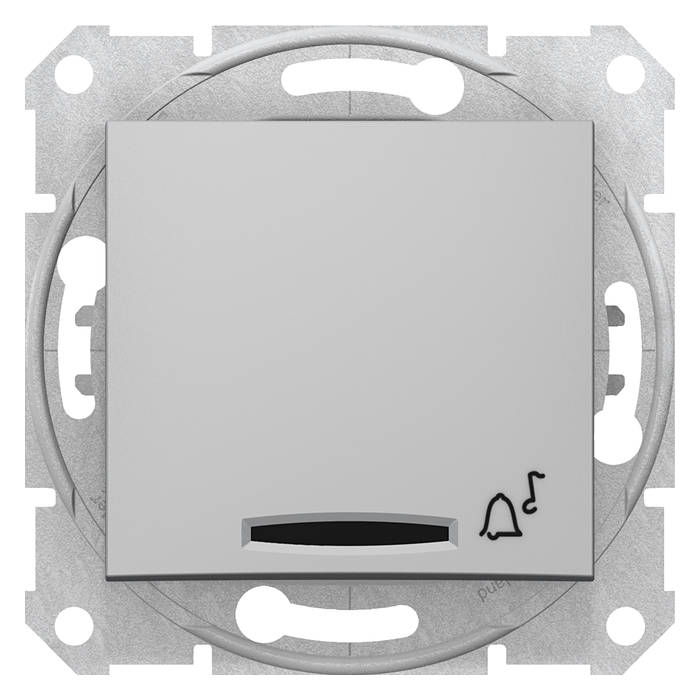 Выключатель одноклавишный кнопочный Schneider Electric SEDNA с подсветкой, алюминий, SDN1600460