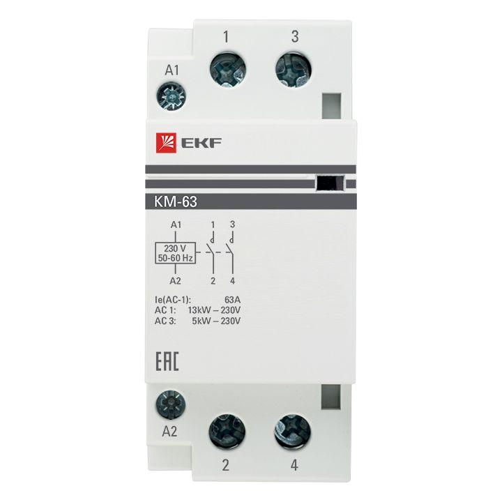 Контактор модульный КМ 63А 2NО (2 мод.) EKF km-2-63-20