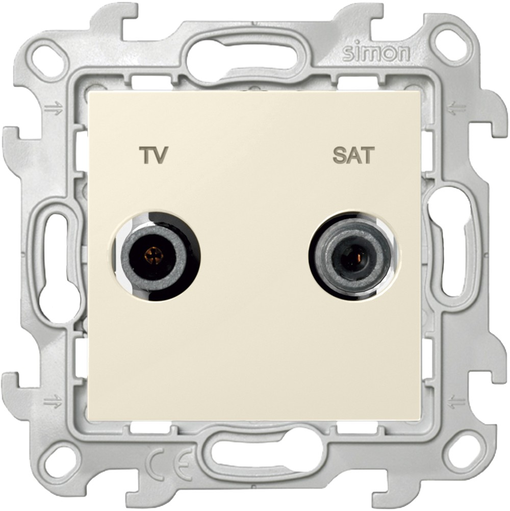 Розетка TV-SAT Simon SIMON 24 HARMONIE, скрытый монтаж, слоновая кость, 2410486-031