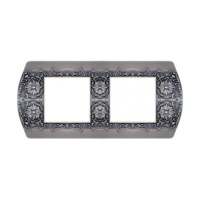 Рамка 2 поста FEDE SAN REMO, горизонтальная, antique silver, FD01422AS