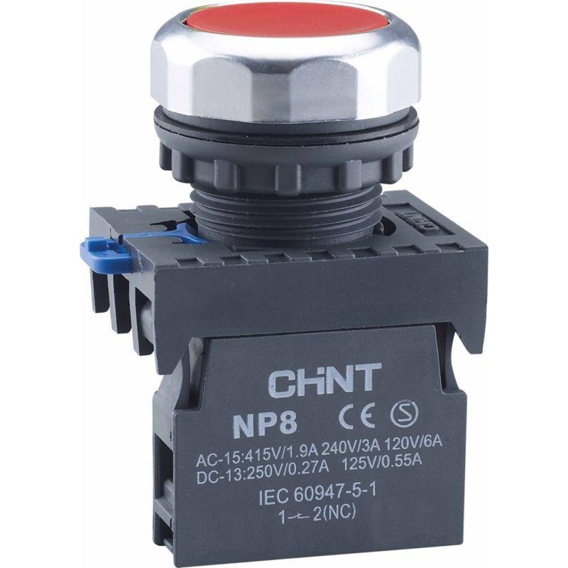 Кнопка управления NP8-20BND/4 подствет. самовозв. AC110-230В(LED) 2НО IP65 (R) красн. CHINT 667592